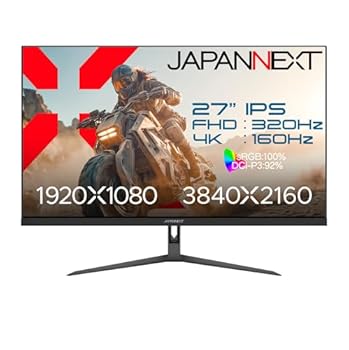 【中古】(非常に良い) JAPANNEXT 27インチ IPSパネル搭載 Dual Frame Rate(4K:160Hz/フルHD:320Hz)対応 4K(3840x2160)解像度 ゲーミングモニター JN-IPS27G1632UF 0.5
