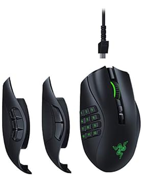【中古】(非常に良い)Razer Naga Pro ワイヤレス ゲーミングマウス 最大20ボタン サイドボタンを2/6/12ボタンに付け替え可能 高速無線 20000 DPI Focus +センサー Chr