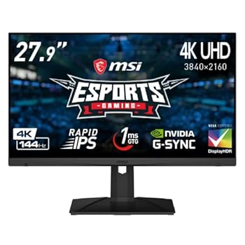 【中古】MSI Optix MAG281URF ゲーミングモニター RAPID IPSパネル スリムベゼル 4K UHD/27.9インチ/144Hz/1ms(GTG)/G-Sync Compatible/HDMI 2.1/Display