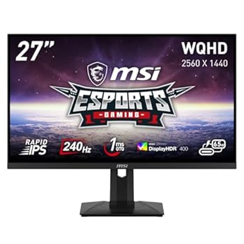 【中古】(非常に良い)MSI ゲーミングモニター G274QPX 27インチ/WQHD/RAPID IPSパネル/240Hz/1ms(GTG)/G-SYNC Compatible/DisplayHDR 400/HDMI/DP/USB Type-C(最大65W