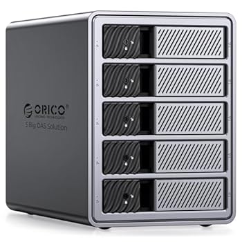 【中古】ORICO HDDケース 5台 40Gbps出力 ハブ拡張機能 3.5インチ HDD ケース デイジーフェイス機能 最大330TB USB C+DPシングル8K/デュアル4K 150Ｗ内蔵