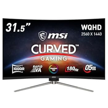 【中古】MSI 湾曲ゲーミングモニター MAG 325CQRF QD E2 31.5インチ/WQHD/量子ドット/RAPID VA/180Hz/0.5ms（GTG）/HDMI 2.0b/DP1.4a/Adaptive-Sync/AIビ