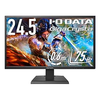 【中古】IODATA ゲーミングモニター 24.5インチ FHD 1080p GigaCrysta 75Hz 0.6ms TNパネル (PS4/HDMI×2/DisplayPort/アナログRGB/スピーカー付/土日サ