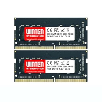 【中古】WINTEN ノートPC用メモリ DDR4-2666 32GB（16GB×2枚） 260Pin CL19 1.2V SODIMM SDRAM 内蔵メモリー 増設メモリー【・】WT-SD2666-D32GB