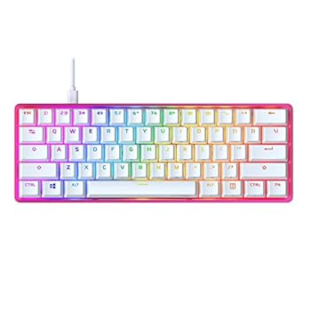 【中古】(非常に良い)HyperX Alloy Origins 60 小型RGBメカニカルゲーミングキーボード 60%レイアウト ピンク HyperXスイッチ ゲーマー向け メーカー  572Y6AA#ABA