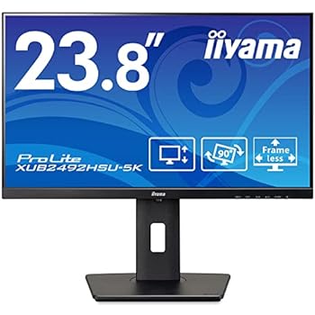 【中古】マウスコンピューター iiyama モニター ディスプレイ 23.8インチ フルHD IPS方式 高さ調整 角度調整 縦回転 HDMI DisplayPort D-Sub USB2.0×2