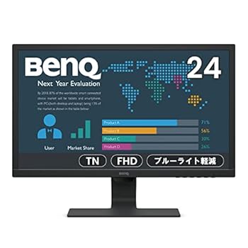 【中古】BenQ アイケアモニター BL2483 24インチ/TN/ノングレア/フルHD/1ms/75Hz/HDMI/DVI/VGA/輝度自動調整機能（B.I.）/ブルーライト軽減/フリッカーフ