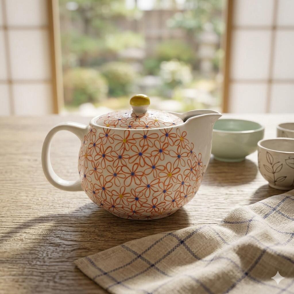 九谷焼 急須 ポット 茶器 【花の舞】 呉須 線描き 五彩 瀬戸もの 今めかしい ティーポット 和食器 日本製 言い慣わし芸術品 差し上げ物 差し上げ物 和氏の璧一緒になる祝賀会 隠居祝賀会 還暦祝賀会 母の日 差し上げ物 御前上等 和今めかしい