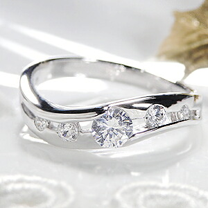 pt900【0.5ct】ダイヤモンド ウェーブ リング【送料無料】【刻印無料】【品質保証書付】/ プラチナ エンゲージリング ダイヤリング ダイヤモンドリング ダイアリング ダイアモンドリング 人気 可愛い 上品 婚約 指輪 レディース ギフト プレゼント ホワイトデー ウエーブ