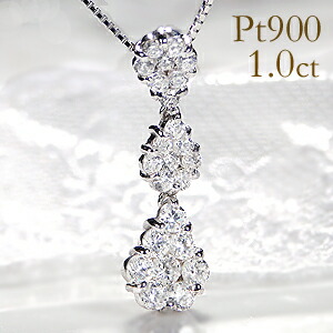 楽天市場】Pt900【1.00ct】フラワーダイヤモンド ペンダント
