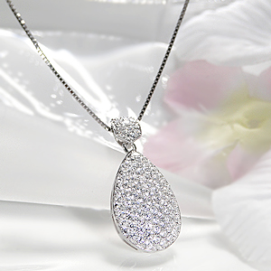 楽天市場】☆K18WG/YG/PG 雫モチーフ パヴェ ダイヤモンド ペンダント