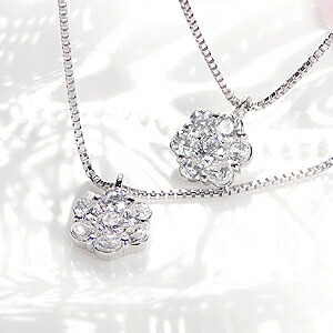 pt900【1.0ct】フラワーモチーフ 二連 ダイヤモンド ジュエリー アクセサリー ネックレス ペンダント プラチナ ダイヤ ネックレス pt900 二連 2連 重ねづけ フラワー 花 クリスマス 1カラット ダイア 4月誕生石 送料無料 品質保証書 ギフト プレゼント 豪華 ダイヤ|GOODLUCK jewelry