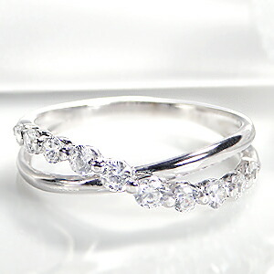 pt900【0.5ct】テンダイヤモンド ウエーブ リング【送料無料】【刻印無料】【品質保証書付】/ プラチナ ダイヤリング ダイヤモンド リング ウェーブ 10粒 アニバーサリー 記念日 ダイアモンド 指輪 レディース ギフト プレゼント