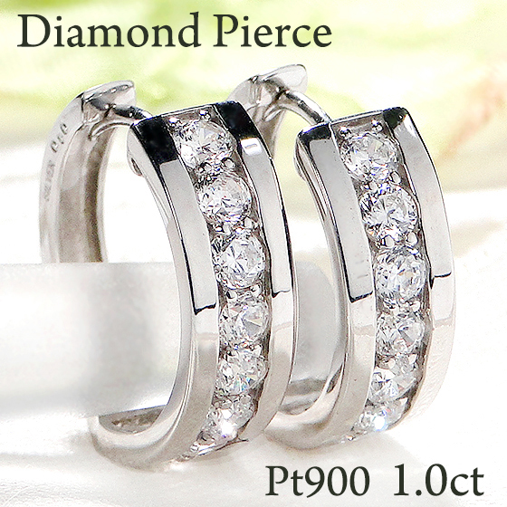 楽天市場】Pt900【0.30ct】ダイヤモンド フープピアスダイヤピアス