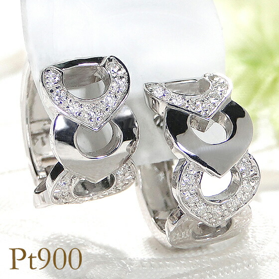 PT900 ダイヤ0.1ct フープピアス　美品　箱付き　プラチナ pt900【0.1ct】一粒ダイヤモンド フープピアス ラインフープ