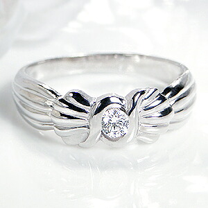 Pt900【0.1ct】一粒 ダイヤモンド リング ジュエリー アクセサリー レディース 指輪 ダイヤ リング プラチナ PT ダイヤモンド シェル リボン リング 一粒 ギフト プレゼント 4月 誕生石 送料無料 品質保証書付