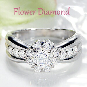 pt900【0.80ct】フラワー ダイヤモンド リング レディース 指輪 リング 花 フラワー Hカラー SIクラス プラチナ ダイヤ リング ダイア プレゼント ギフト 4月 誕生石 送料無料 刻印無料 品質保証書 代引手数料無料