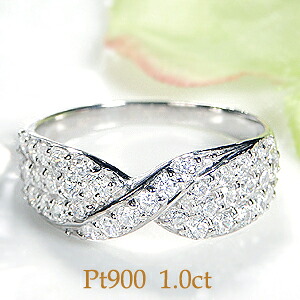 pt900【1.0ct】ダイヤモンド パヴェ リング【送料無料】【刻印無料】【品質保証書付】/ プラチナ １カラット ダイアモンド pave クロス 豪華 ゴージャス 1ct ダイヤモンドリング 4月 誕生石 指輪 レディース ギフト プレゼント 人気 婚約 ギフト プレゼント｜GOODLUCK　jewelry