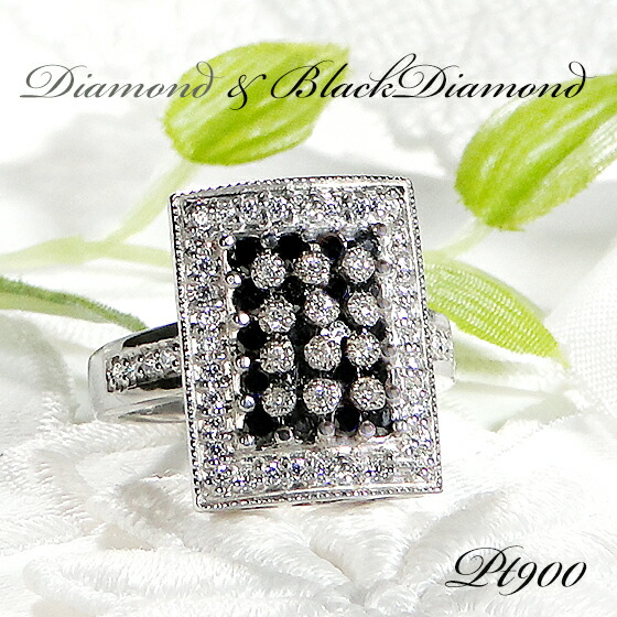 楽天市場】Pt900 ブラックダイヤモンド & ダイヤモンドリング【送料