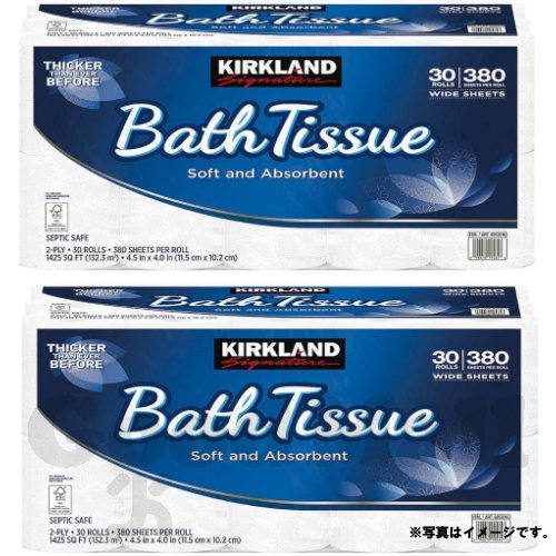 カークランドシグネチャー トイレットペーパータオル 2袋（60ロール）2枚重ね 1713045 日本製 バスティッシュ 生活雑貨 6,600円