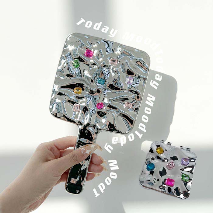 楽天市場】手鏡 ハンドミラー ミニ シルバー 高級 ラインストーン