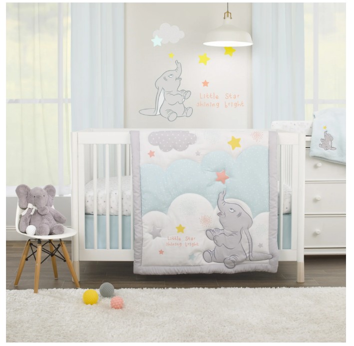【送料無料】Disney Baby　ディズニー　ダンボ　3点セット キルティング ベビー寝具 ベビーベッド 出産祝い 誕生祝い お祝い プレゼント　キャラクター 布団セット 子供部屋 海外直輸入