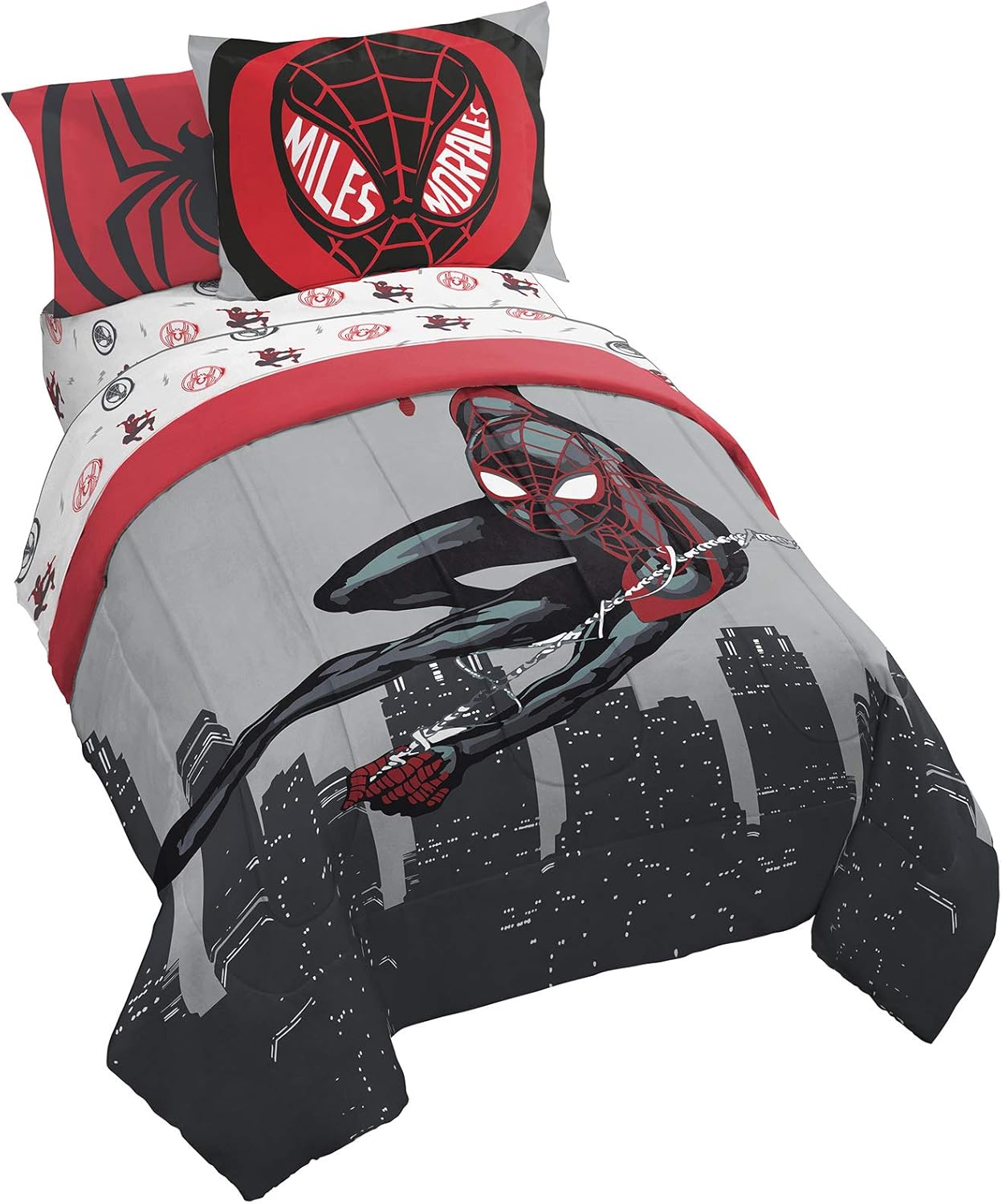 【貨物輸送無料】スパイダーマン Miles Morales（マイルス・モラレス） 文字記号 赤ちゃん用 布団仕掛ける シングル 新一年生・子供部屋・文字記号敷き妙＆掛布団＆枕覆いかぶせる 外国で直輸入