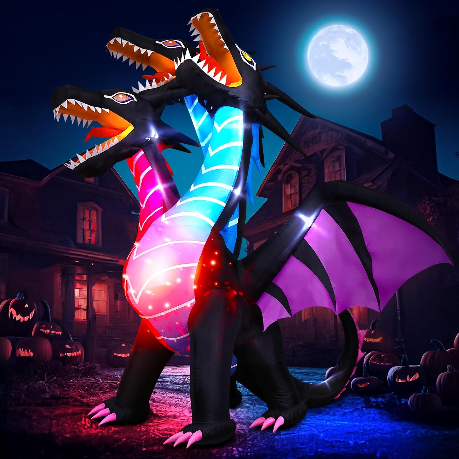 【送料無料】ハロウィーン　ケルベロス　ドラゴン　翼　龍　悪魔　エアバルーン ハロウィン 装飾 デコレーション ディスプレイ 風船 仮装 エアブロー ふわふわ アメリカ直輸入　送風機内蔵