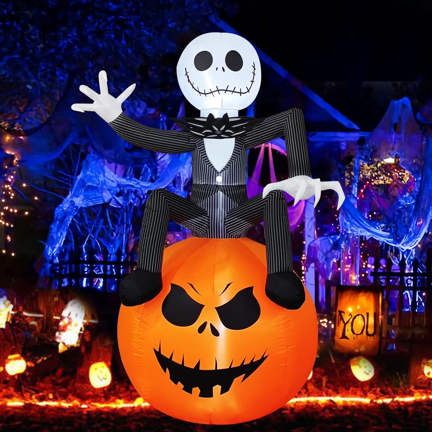 【送料無料】ハロウィーン Disney ディズニー ナイトメアビフォクリスマス ジャック+がぼちゃ Disney ディズニーエアバルーン ハロウィン 装飾 デコレーション ディスプレイ 風船 仮装 エアブロー ふわふわ アメリカ直輸入 送風機内蔵