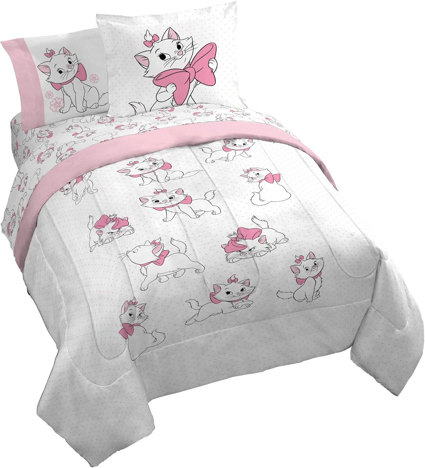 【シングル大きさ】Disney ウォルトディズニー 今めかしい猫（The Aristocats）マリー 赤ちゃん用 布団仕掛ける シングル 新一年生・子供部屋・文字記号敷き妙＆掛布団＆枕覆いかぶせる 外国で直輸入