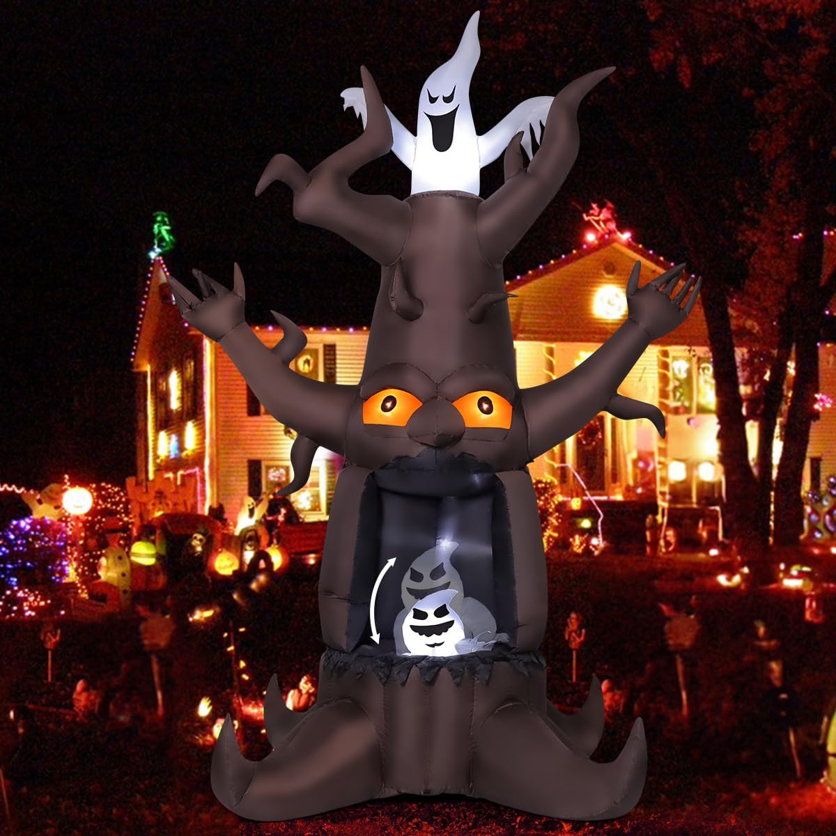 【送料無料】特大！　お化けの木　かぼちゃ　ゴースト　エアバルーン ハロウィン 装飾 デコレーション ディスプレイ 風船 仮装 エアブロー ふわふわ アメリカ直輸入　送風機内蔵