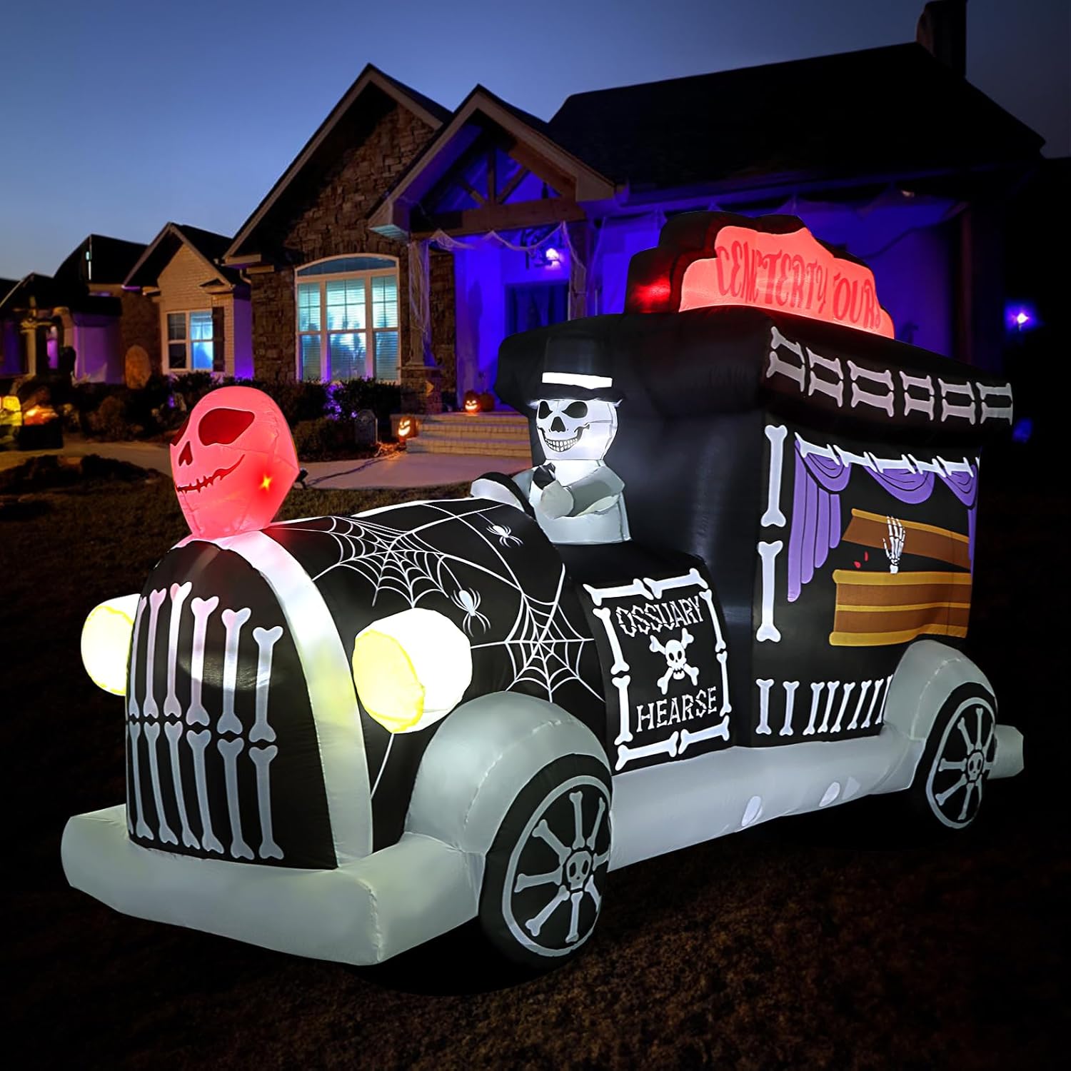 【送料無料】悪魔　死神　霊柩車　幽霊　ゴースト　エアバルーン ハロウィン 装飾 デコレーション ディスプレイ 風船 仮装 エアブロー ふわふわ アメリカ直輸入　送風機内蔵｜グッズ&times;グッズ