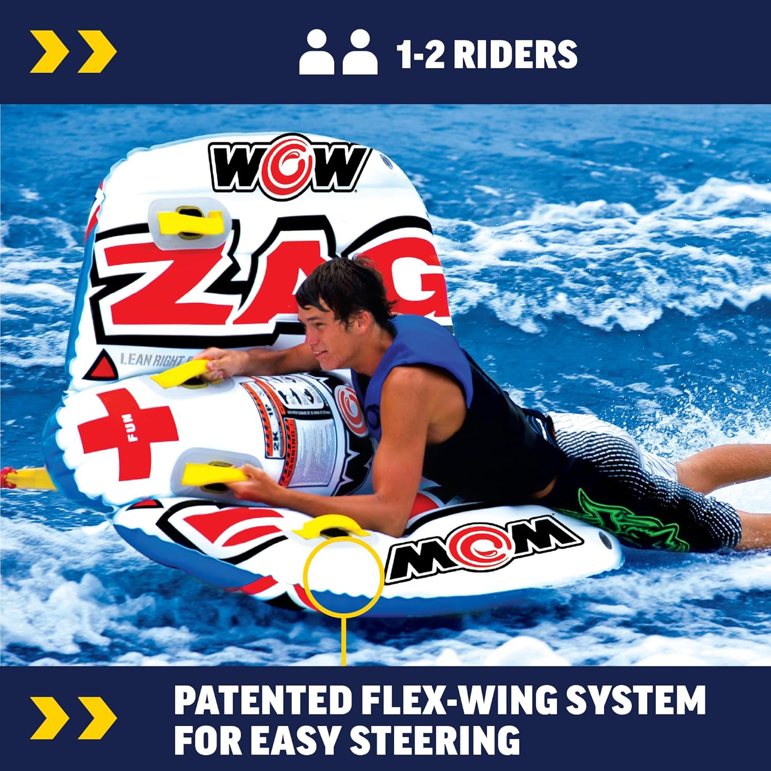 【送料無料】1-2人用　Zig Zag　ジグザグ　 海レジャー 湖 バナナボート トーイングチューブ マリンスポーツ WOW Sports フロート プール 水遊び 浮き輪 Wake Walker Towable Tube 代引不可】【不可】