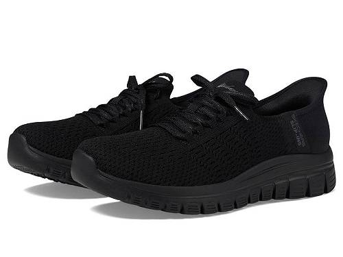 貨物輸送無料 スケッチャーズ SKECHERS レディース 成人女性用 シューズ 靴 スニーカー 運動すること靴 Graceful - First Blush Hands Free Slip-Ins - Black