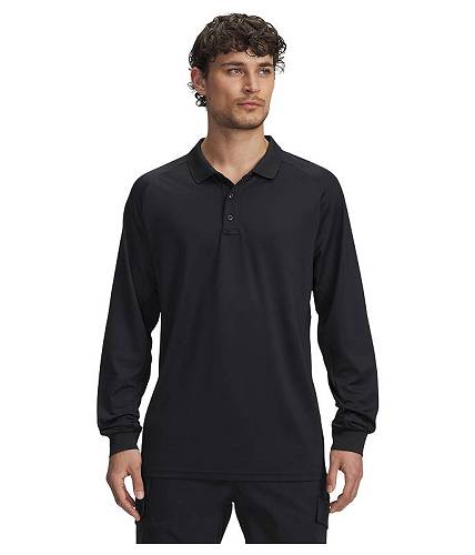 送料無料 アンダーアーマー Under Armour メンズ 男性用 ファッション Tシャツ Tactical Performance Long Sleeve Polo - Black/Black