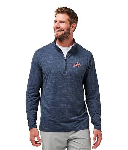 貨物輸送無料 トラビスマシュー TravisMathew メンズ 成人男性用 流行り物 パーカー 汗水 Atlanta Braves The Heater 1/4 Zip - Vintage Indigo/Black