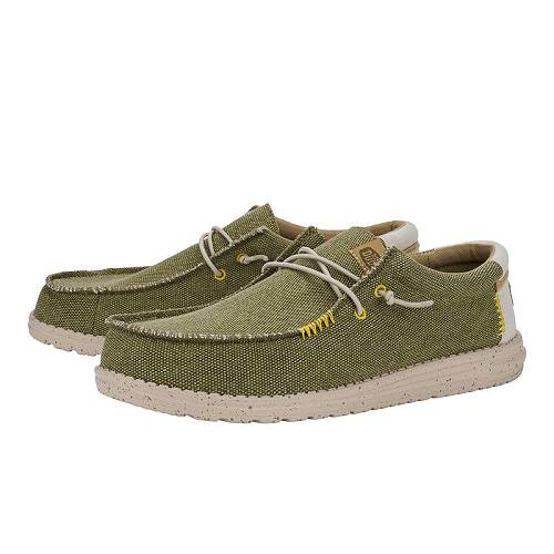 送料無料 ヘイデュード Hey Dude メンズ 男性用 シューズ 靴 ローファー Wally Coastline Jute - Olive|グッズ×グッズ