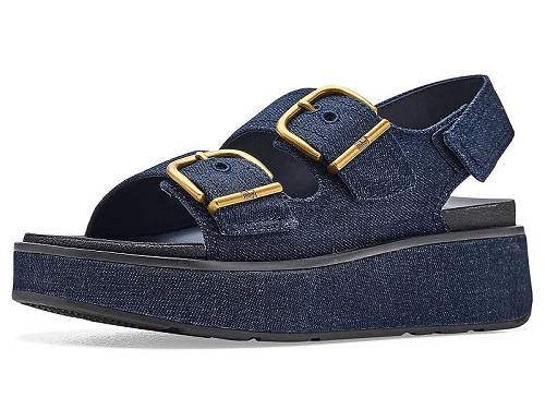 貨物輸送無料 相応うフロップ FitFlop レディース 亭主もち用 シューズ 靴 サンダル Gen FF Max Buckle Denim Back Strap Sandals - Dark Denim