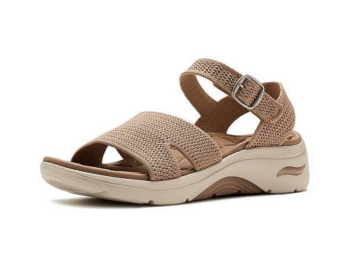 貨物輸送無料 スケッチャーズ SKECHERS レディース お上さん用 シューズ 靴 サンダル GO WALK Arch Fit 2.0 Sandal - Sage - Tan