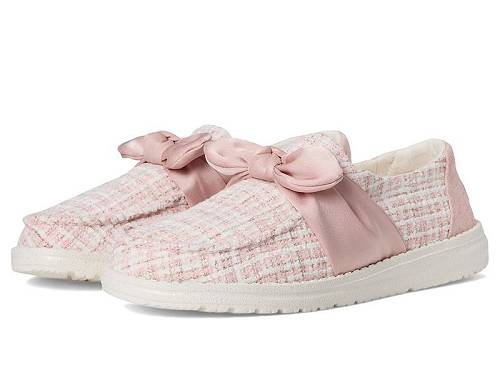 送料無料 ヘイデュード Hey Dude レディース 女性用 シューズ 靴 ローファー ボートシューズ Wendy Bow Tweed - Pale Pink｜グッズ&times;グッズ