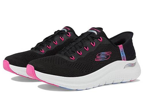 貨物輸送無料 スケッチャーズ SKECHERS レディース 成人女性用 シューズ 靴 スニーカー 運動すること靴 Arch Fit 2.0 Easy Chic Hands Free Slip-Ins - Black Hot Pink