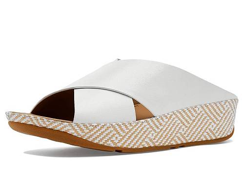 貨物輸送無料 填まるフロップ FitFlop レディース お上さん用 シューズ 靴 踵 Lulu Lux Graphic-weave Leather Cross Slides - Urban White