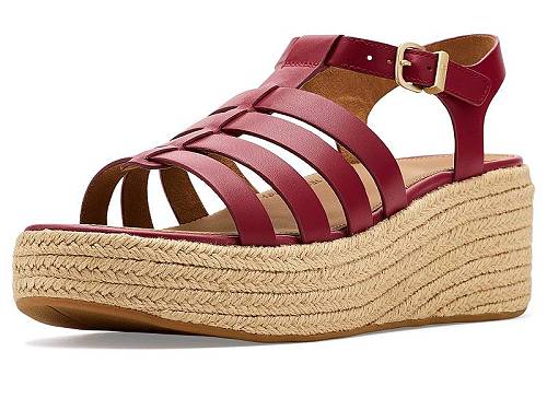 貨物輸送無料 填まるフロップ FitFlop レディース お上さん用 シューズ 靴 踵 Platfforms Espadrille Fisherman Wedge Sandals - Burnt Berry