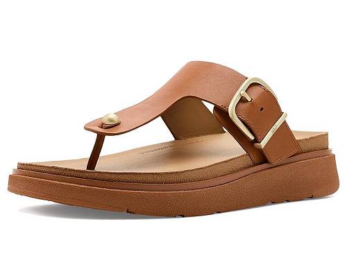 貨物輸送無料 相応うフロップ FitFlop レディース 亭主もち用 シューズ 靴 サンダル Gen-FF Buckle Leather Toe-Post Sandals - Light Tan