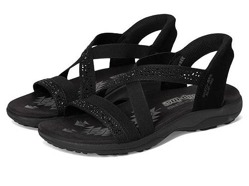 貨物輸送無料 スケッチャーズ SKECHERS レディース お上さん用 シューズ 靴 サンダル Reggae Slim - Summer Sparkle - Black/Black
