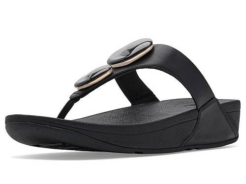 貨物輸送無料 填まるフロップ FitFlop レディース お上さん用 シューズ 靴 踵 Lulu Marbled-Stone Toe-Post Sandals - Black