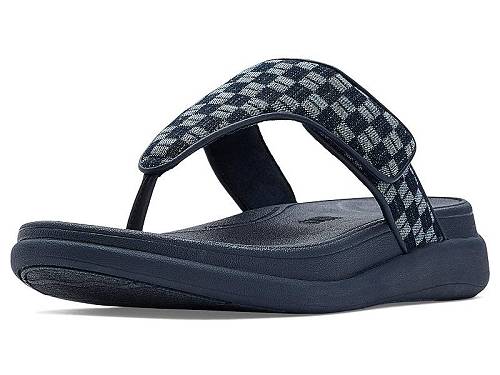 貨物輸送無料 填まるフロップ FitFlop レディース お上さん用 シューズ 靴 サンダル F-Mode Go Adj. Checkerboard-Denim Toe-Post Sandals - Dark Denim