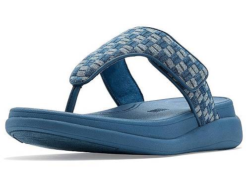 貨物輸送無料 填まるフロップ FitFlop レディース お上さん用 シューズ 靴 サンダル F-Mode Go Adj. Checkerboard-Denim Toe-Post Sandals - Light Denim
