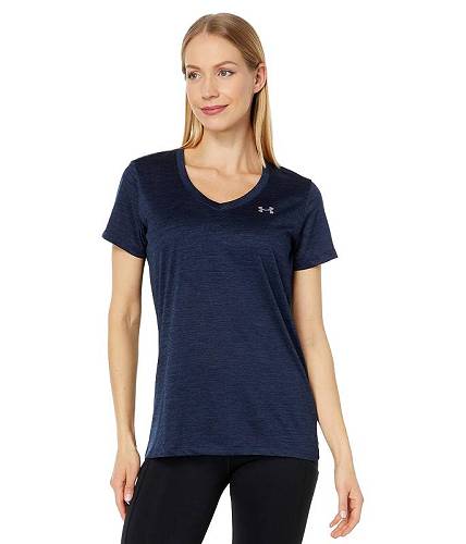 貨物輸送無料 アンダーアーマー Under Armour レディース 亭主もち用 流行り物 活動的プルオーバー UA Tech(TM) Twist V-Neck - Midnight Navy/Cadet/Metallic Silver