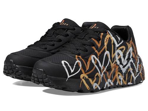 貨物輸送無料 スケッチャーズ SKECHERS KIDS うしろ帯用 キッズシューズ 赤ちゃん靴 スニーカー 運動すること靴 Uno Lite - Metallic Love 314067L (Little Kid/Big Kid) - Black/Gold